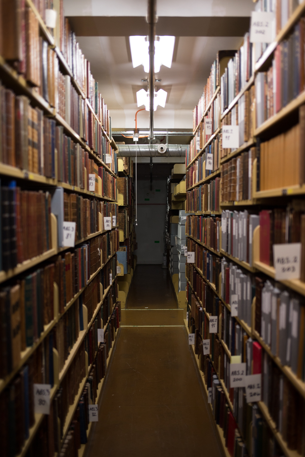 Book stacks at the National Library of Scotland