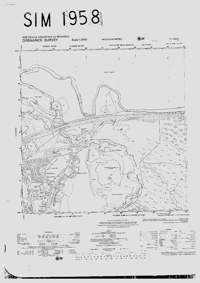 Scans of an NLS OS 1:2,500 microfilm map NN0858, published 1987
