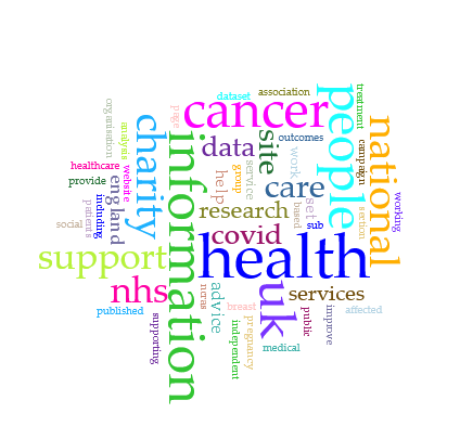 Word cloud of Health terms