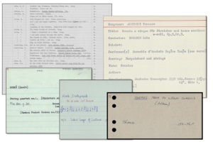 collage of images of music catalogue cards